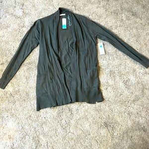 BNWT women’s Pink Clover GREEN cardigan w/pockets size medium